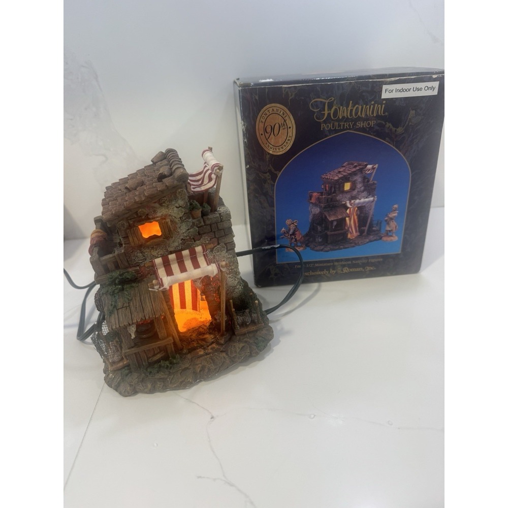 Fontanini Poultry Shop Lights Up W Original Box 1998 #50236 Heirloom Nativities